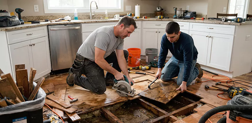Kitchen Floor Water Damage Repair in Richardson